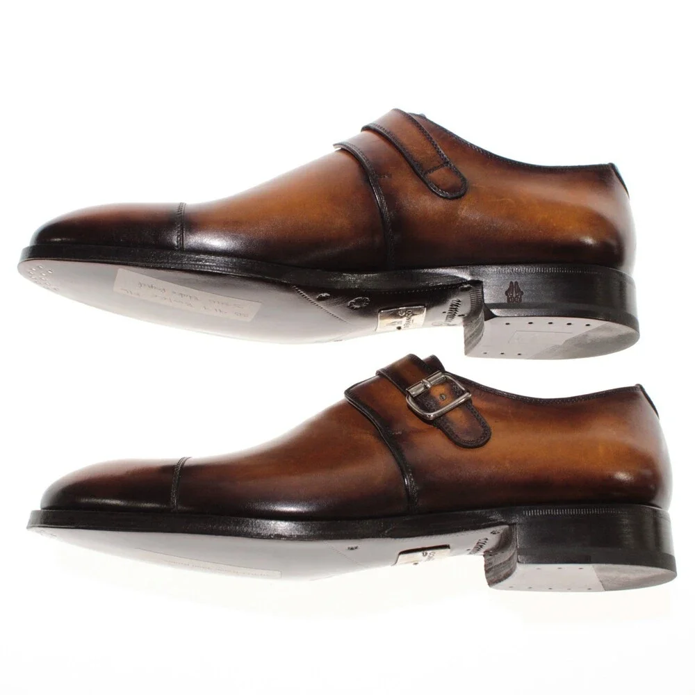 Di Bianco NWB Single Monk Strap Dress Shoes Size 9 US in Brown Leather
